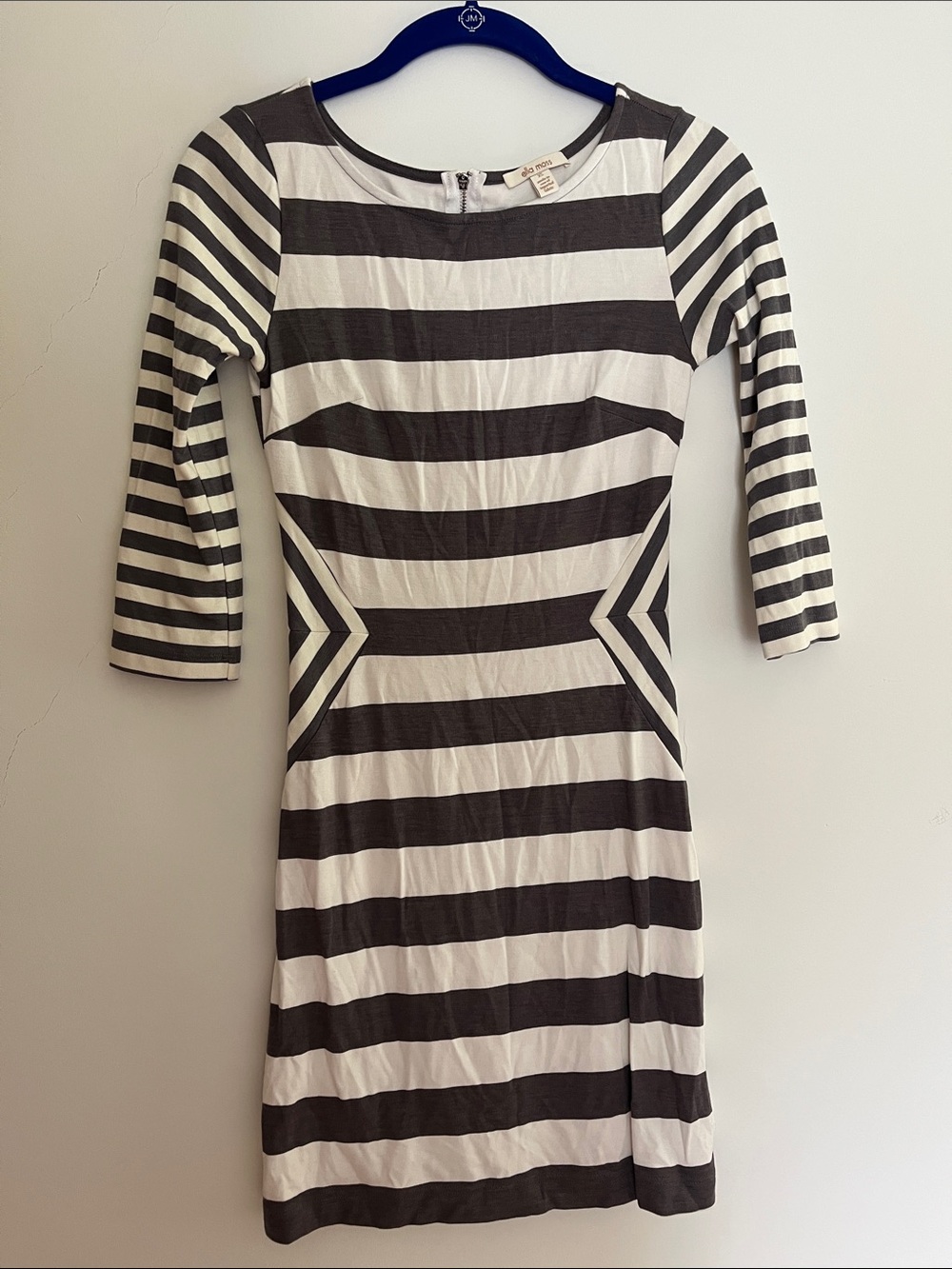 Striped Grey & White Sheath Dress - Women's